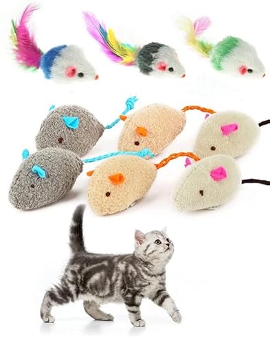YKKJ 9 Stück Mäuse Spielzeug，Katzenspielzeug Set ，für Katzenmaus, reizendes kleines Kätzchen, interaktives Spiel von YKKJ