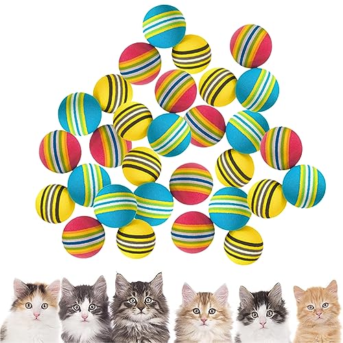 YKKJ 30 Stück Regenbogen Katzenbälle，Regenbogen Farbe Bälle，für Haustier, Katze, Kätzchen,Trainingssport, Indoor Outdoor Aktivität. von YKKJ