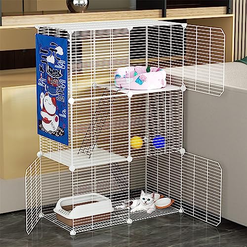 Katzen-Laufstall，. Katzengehege, Drahtkäfig for Hunde, DIY-Katzenlaufstall mit Katzentoilette und Katzenhängematte, abnehmbar und faltbar, einfach zu montieren(75 * 39 * 109cm/29 * 15 * 43in) von YKMYXZ