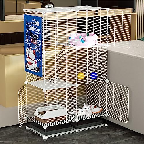 Katzen-Laufstall，. Katzengehege, Drahtkäfig for Hunde, DIY-Katzenlaufstall mit Katzentoilette und Katzenhängematte, abnehmbar und faltbar, einfach zu montieren(75 * 39 * 120cm/29 * 15 * 47in(Dense)) von YKMYXZ