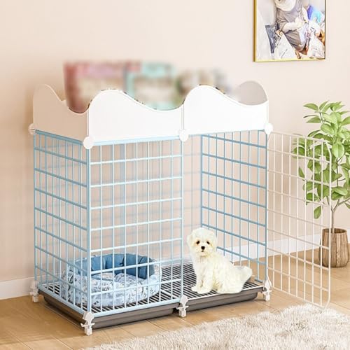 Pet's Home， Hundekäfig mit Aufbewahrungsstange, Käfig mit Tablett, Abnehmbarer DIY-Zaun, Zwei Farben zur Auswahl, geeignet for Kätzchen, Welpen(Blue 61x75x39cm) von YKMYXZ