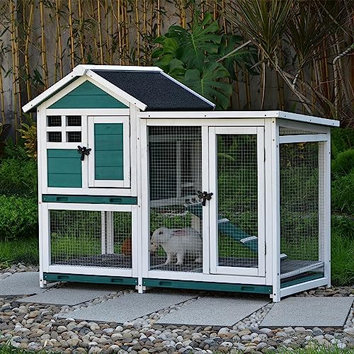 Pet's Home， Kaninchenkäfig for den Innenbereich, großer Kaninchenkäfig, Hühnerstall for den Innenbereich, Hundezaun, 2-stufiger Terrassen-Kaninchenkäfig mit herausziehbarer Tablettrampe(C2,120*63*95CM von YKMYXZ