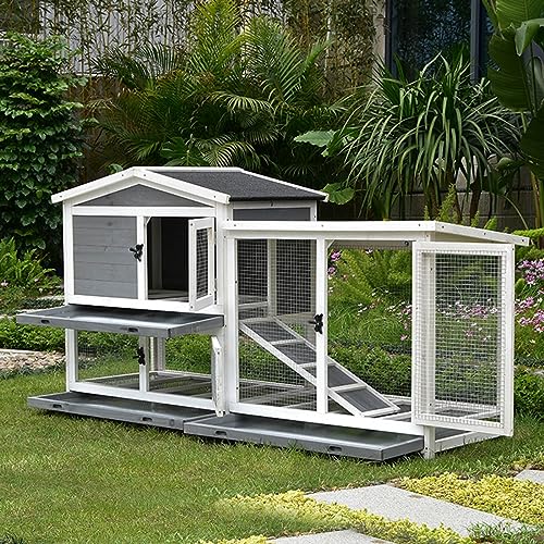 Pet's Home， Kaninchenkäfig for den Innenbereich, großer Kaninchenkäfig, Hühnerstall for den Innenbereich, Hundezaun, 2-stufiger Terrassen-Kaninchenkäfig mit herausziehbarer Tablettrampe(C3,178*56*95CM von YKMYXZ