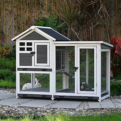 Pet's Home， Kaninchenkäfig for den Innenbereich, großer Kaninchenkäfig, Hühnerstall for den Innenbereich, Hundezaun, 2-stufiger Terrassen-Kaninchenkäfig mit herausziehbarer Tablettrampe(C3,120*63*95CM von YKMYXZ