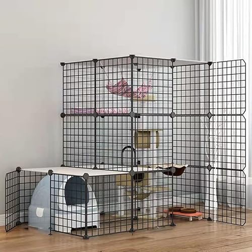 Pet's Home， Katzengehege, Hundekäfige for kleine Hunde im Innenbereich, Haustier-Laufstall for Katzen, Abnehmbarer extra großer Katzenlaufstall, Kleintierkäfig mit Türen(111 * 75 * 109cm) von YKMYXZ