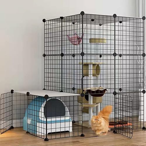 Pet's Home， Katzengehege, Hundekäfige for kleine Hunde im Innenbereich, Haustier-Laufstall for Katzen, Abnehmbarer extra großer Katzenlaufstall, Kleintierkäfig mit Türen(111 * 75 * 110cmA) von YKMYXZ