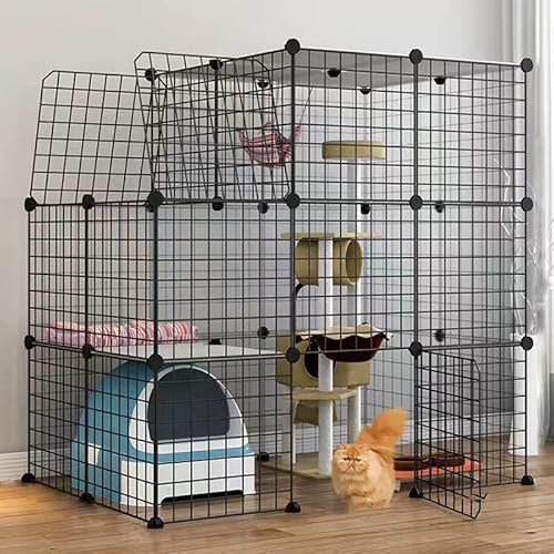 Pet's Home， Katzengehege, Hundekäfige for kleine Hunde im Innenbereich, Haustier-Laufstall for Katzen, Abnehmbarer extra großer Katzenlaufstall, Kleintierkäfig mit Türen(111 * 75 * 110cmB) von YKMYXZ