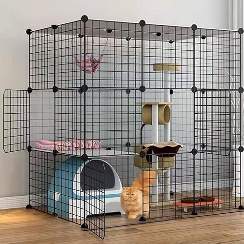 Pet's Home， Katzengehege, Hundekäfige for kleine Hunde im Innenbereich, Haustier-Laufstall for Katzen, Abnehmbarer extra großer Katzenlaufstall, Kleintierkäfig mit Türen(111 * 75 * 110cmD) von YKMYXZ