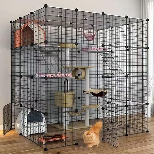 Pet's Home， Katzengehege, Hundekäfige for kleine Hunde im Innenbereich, Haustier-Laufstall for Katzen, Abnehmbarer extra großer Katzenlaufstall, Kleintierkäfig mit Türen(147 * 111 * 146cmB) von YKMYXZ