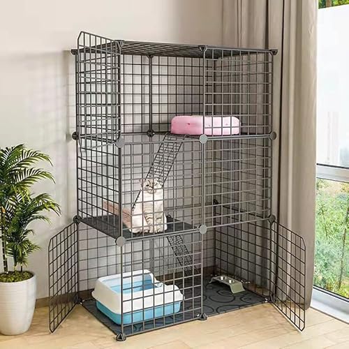 Pet's Home， Katzengehege, Hundekäfige for kleine Hunde im Innenbereich, Haustier-Laufstall for Katzen, Abnehmbarer extra großer Katzenlaufstall, Kleintierkäfig mit Türen(75 * 39 * 109cm) von YKMYXZ