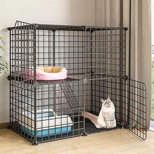 Pet's Home， Katzengehege, Hundekäfige for kleine Hunde im Innenbereich, Haustier-Laufstall for Katzen, Abnehmbarer extra großer Katzenlaufstall, Kleintierkäfig mit Türen(75 * 39 * 73cm) von YKMYXZ