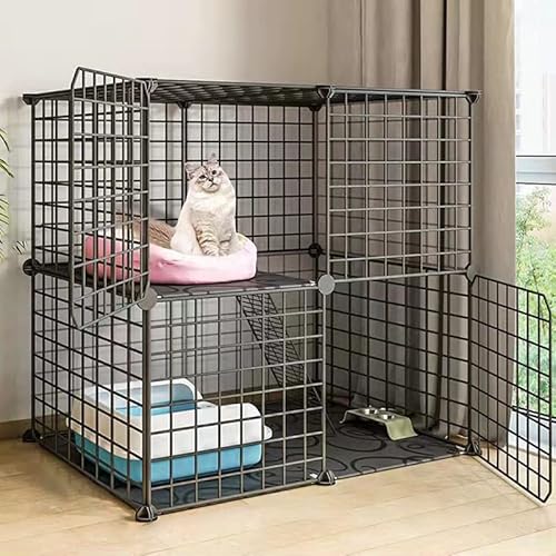 Pet's Home， Katzengehege, Hundekäfige for kleine Hunde im Innenbereich, Haustier-Laufstall for Katzen, Abnehmbarer extra großer Katzenlaufstall, Kleintierkäfig mit Türen(75 * 49 * 73cm) von YKMYXZ