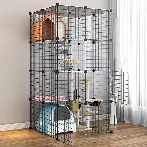 Pet's Home， Katzengehege, Hundekäfige for kleine Hunde im Innenbereich, Haustier-Laufstall for Katzen, Abnehmbarer extra großer Katzenlaufstall, Kleintierkäfig mit Türen(75 * 75 * 146cm) von YKMYXZ