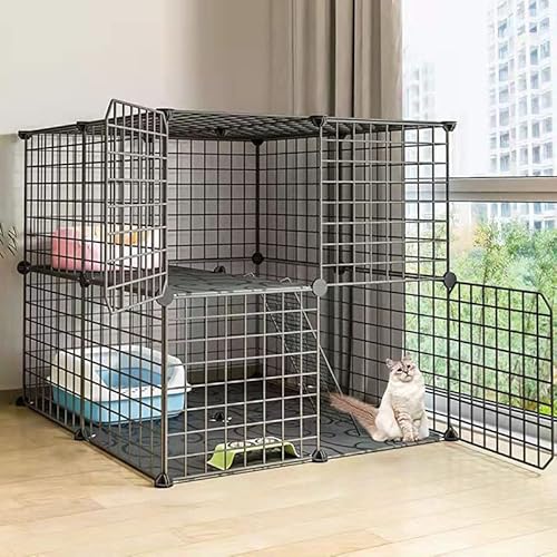 Pet's Home， Katzengehege, Hundekäfige for kleine Hunde im Innenbereich, Haustier-Laufstall for Katzen, Abnehmbarer extra großer Katzenlaufstall, Kleintierkäfig mit Türen(75 * 75 * 73cm) von YKMYXZ