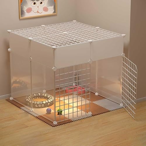 Pet's Home， Katzengehege – Katzengehege – Katzenzaun – Frettchenzaun – kleine Hundekäfige – Katzenbetten for den Innenbereich – abnehmbare Katzenkäfige aus Metall – FA(75x75x65cm) von YKMYXZ