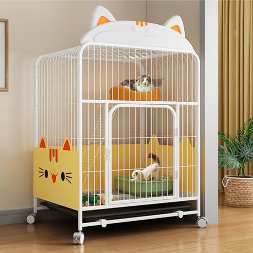 Pet's Home， Katzenkäfig for den Innenbereich, Katzengehege aus Metall, Katzenlaufstall, Zwinger, Haustierkiste mit extra großer Hängematte for 1–2 Katzen von YKMYXZ