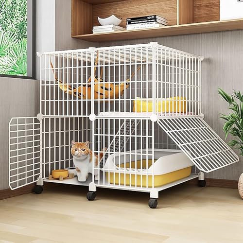 Pet's Home， Katzenlaufstall, große Katzenkäfige, Innenbereich for Katzen, Frettchenkäfig, Hundekäfige for große Hunde, Katzenhütten mit Universalrad von YKMYXZ