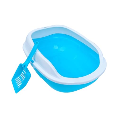 YKMYXZ Katzentoilette， Offene Katzentoilette, Katzentoilette, Kätzchentoilette for alle Arten von Katzenstreu, tragbare Katzentoilette mit hohem Rand,(Blue) von YKMYXZ