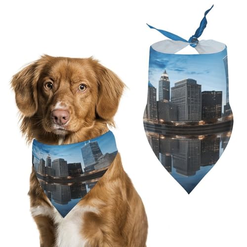 Premium Haustier-Schal, Chicago reflektierter Druck, weich und atmungsaktiv, Dreieckstuch für Hunde und Katzen, perfekt für den Alltag oder besondere Anlässe von YKUDBN