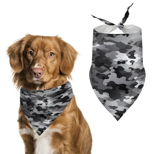 Premium-Haustier-Schal, schwarz-weiß-grau, Camouflage-Druck, weich und atmungsaktiv, Dreieckstuch für Hunde und Katzen, perfekt für den Alltag oder besondere Anlässe von YKUDBN