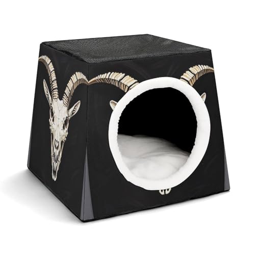 YKUDBN Cozy Capsule Pet Nest for Small Cats and Dogs, A Gothic Goat Skull Print Portable Pet Nest Small Pet Nest Capsule Design Pet Nest Small Animal Nest von YKUDBN