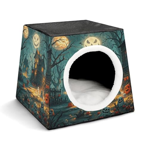 YKUDBN Cozy Capsule Pet Nest for Small Cats and Dogs, Abandoned Art Halloween Print Portable Pet Nest Small Pet Nest Capsule Design Pet Nest Small Animal Nest von YKUDBN