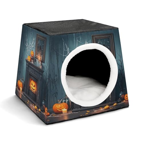 YKUDBN Cozy Capsule Pet Nest for Small Cats and Dogs, Abandoned House Print Portable Pet Nest Small Pet Nest Capsule Design Pet Nest Small Animal Nest von YKUDBN