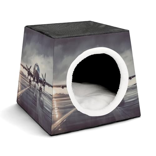 YKUDBN Cozy Capsule Pet Nest for Small Cats and Dogs, Airplane Art Print Portable Pet Nest Small Pet Nest Capsule Design Pet Nest Small Animal Nest von YKUDBN