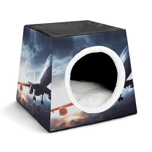 YKUDBN Cozy Capsule Pet Nest for Small Cats and Dogs, Airplane Print Portable Pet Nest Small Pet Nest Capsule Design Pet Nest Small Animal Nest von YKUDBN