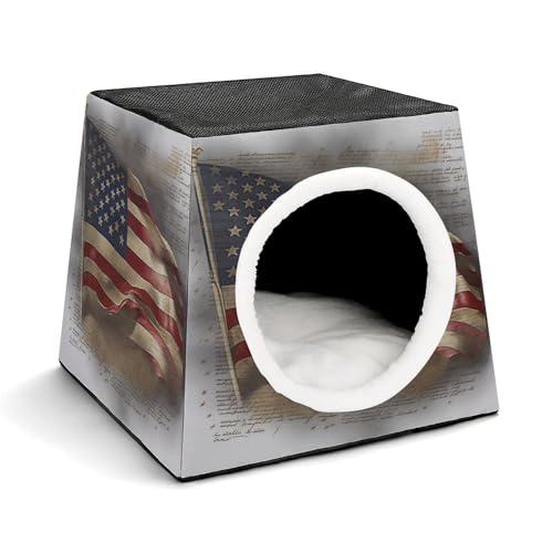 YKUDBN Cozy Capsule Pet Nest for Small Cats and Dogs, American Flag Print Portable Pet Nest Small Pet Nest Capsule Design Pet Nest Small Animal Nest von YKUDBN