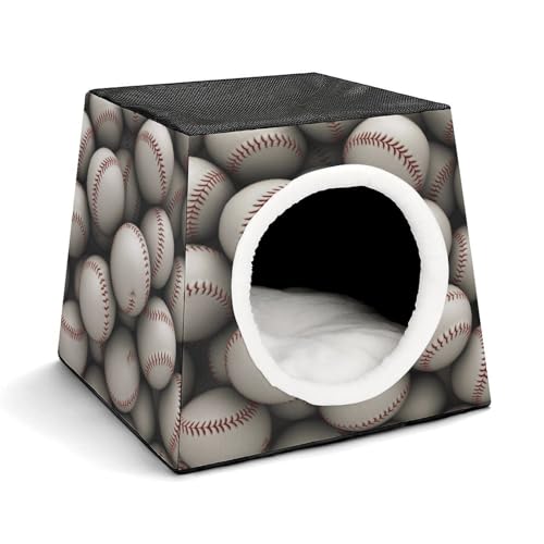 YKUDBN Cozy Capsule Pet Nest for Small Cats and Dogs, Baseball Print Portable Pet Nest Small Pet Nest Capsule Design Pet Nest Small Animal Nest von YKUDBN