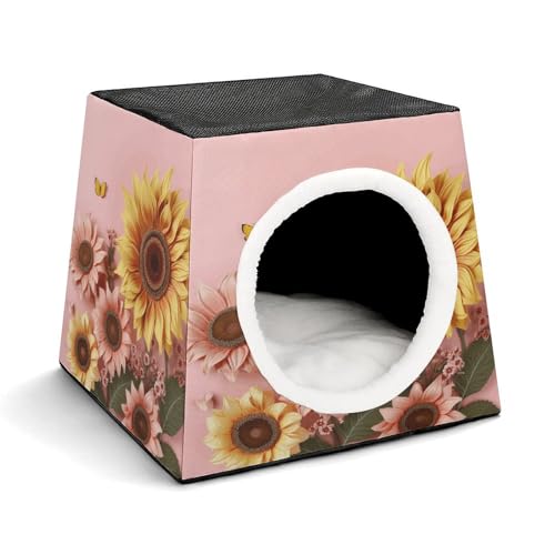 YKUDBN Cozy Capsule Pet Nest for Small Cats and Dogs, Big Sunflower on Background Print Portable Pet Nest Small Pet Nest Capsule Design Pet Nest Small Animal Nest von YKUDBN