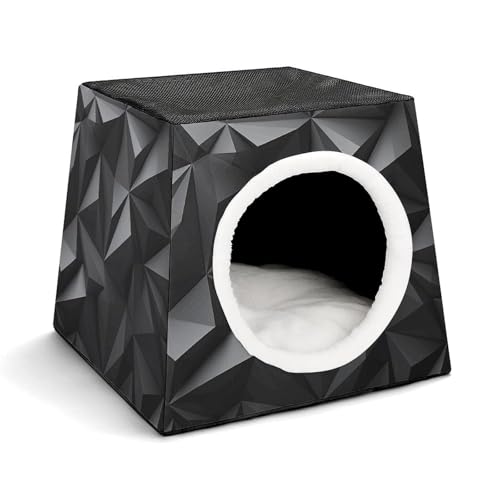 YKUDBN Cozy Capsule Pet Nest for Small Cats and Dogs, Black Geometric Print Portable Pet Nest Small Pet Nest Capsule Design Pet Nest Small Animal Nest von YKUDBN