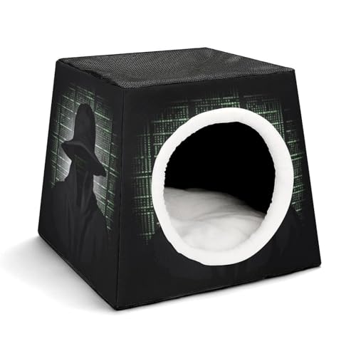 YKUDBN Cozy Capsule Pet Nest for Small Cats and Dogs, Black Hat Dark Side Hacker Print Portable Pet Nest Small Pet Nest Capsule Design Pet Nest Small Animal Nest von YKUDBN