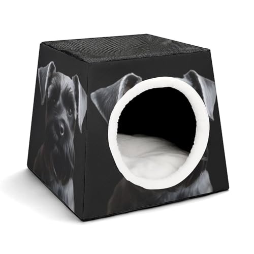 YKUDBN Cozy Capsule Pet Nest for Small Cats and Dogs, Black Schnauzer Dog Print Portable Pet Nest Small Pet Nest Capsule Design Pet Nest Small Animal Nest von YKUDBN