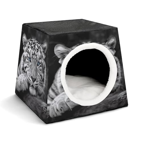 YKUDBN Cozy Capsule Pet Nest for Small Cats and Dogs, Black and White Tiger Print Portable Pet Nest Small Pet Nest Capsule Design Pet Nest Small Animal Nest von YKUDBN