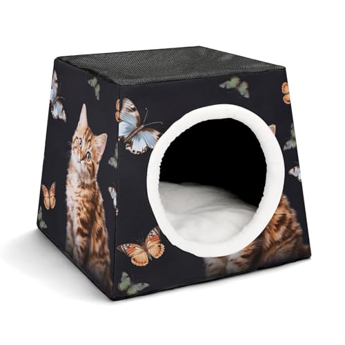 YKUDBN Cozy Capsule Pet Nest for Small Cats and Dogs, Cat Butterfly Print Portable Pet Nest Small Pet Nest Capsule Design Pet Nest Small Animal Nest von YKUDBN