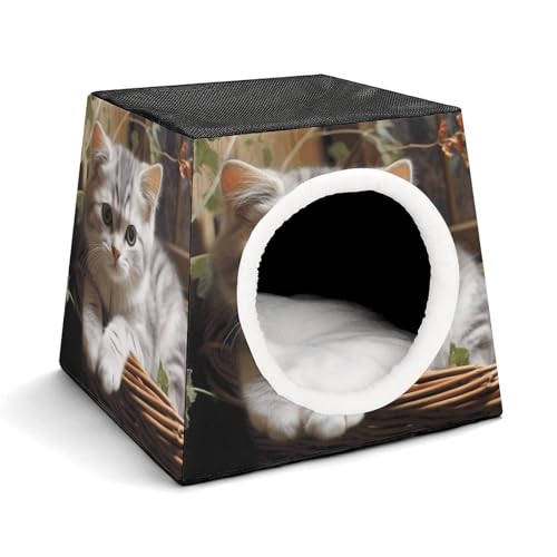 YKUDBN Cozy Capsule Pet Nest for Small Cats and Dogs, Cat Print Portable Pet Nest Small Pet Nest Capsule Design Pet Nest Small Animal Nest von YKUDBN