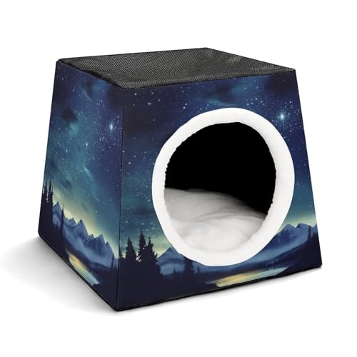 YKUDBN Cozy Capsule Pet Nest for Small Cats and Dogs, Celestial Night Print Portable Pet Nest Small Pet Nest Capsule Design Pet Nest Small Animal Nest von YKUDBN