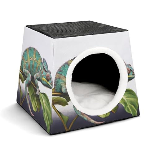 YKUDBN Cozy Capsule Pet Nest for Small Cats and Dogs, Chamäleon Print Portable Pet Nest Small Pet Nest Capsule Design Pet Nest Small Animal Nest von YKUDBN