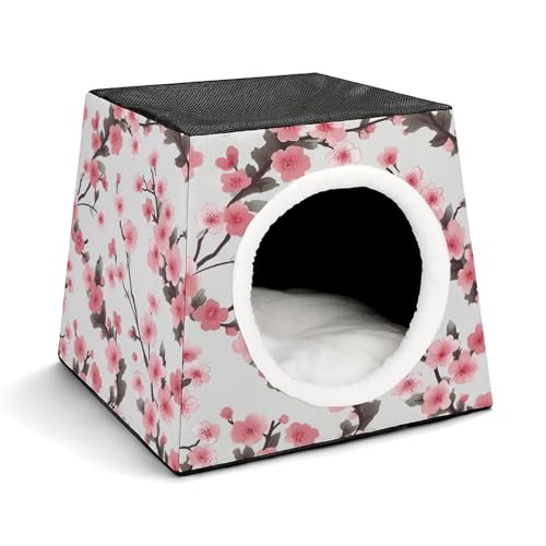 YKUDBN Cozy Capsule Pet Nest for Small Cats and Dogs, Cherry Blossom Print Portable Pet Nest Small Pet Nest Capsule Design Pet Nest Small Animal Nest von YKUDBN