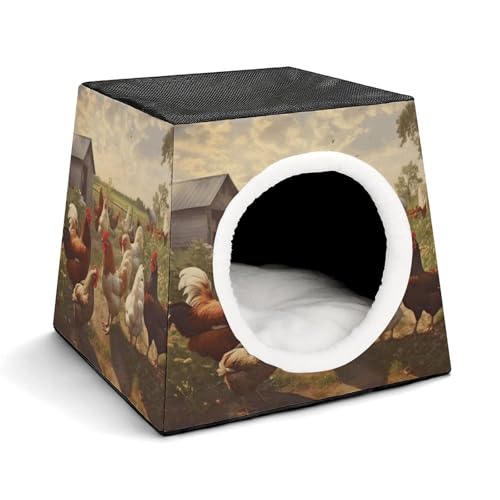 YKUDBN Cozy Capsule Pet Nest for Small Cats and Dogs, Chickens and Farm Print Portable Pet Nest Small Pet Nest Capsule Design Pet Nest Small Animal Nest von YKUDBN