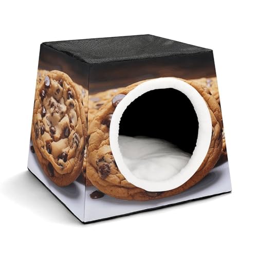 YKUDBN Cozy Capsule Pet Nest for Small Cats and Dogs, Chocolate Cookie Print Portable Pet Nest Small Pet Nest Capsule Design Pet Nest Small Animal Nest von YKUDBN