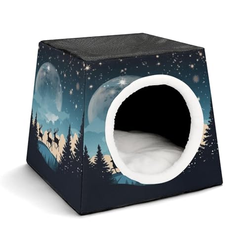 YKUDBN Cozy Capsule Pet Nest for Small Cats and Dogs, Christmas Winter Print Portable Pet Nest Small Pet Nest Capsule Design Pet Nest Small Animal Nest von YKUDBN