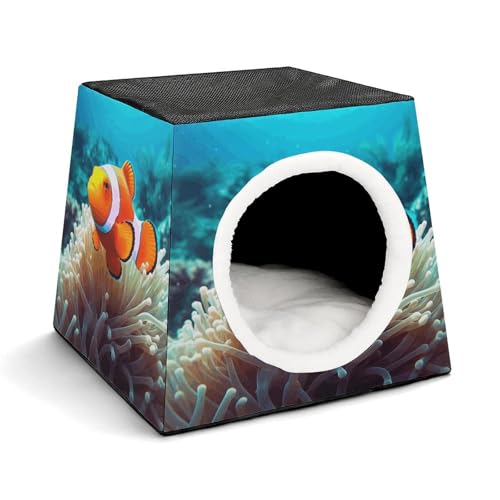 YKUDBN Cozy Capsule Pet Nest for Small Cats and Dogs, Clown Fish Print Portable Pet Nest Small Pet Nest Capsule Design Pet Nest Small Animal Nest von YKUDBN