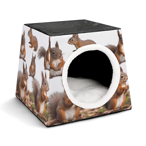 YKUDBN Cozy Capsule Pet Nest for Small Cats and Dogs, Cute Squirrels Print Portable Pet Nest Small Pet Nest Capsule Design Pet Nest Small Animal Nest von YKUDBN