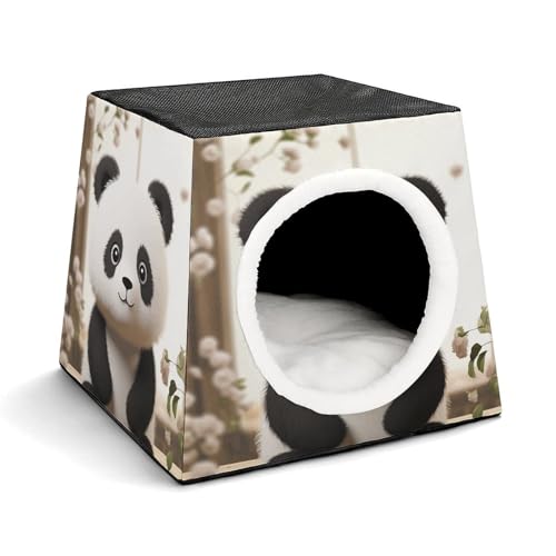 YKUDBN Cozy Capsule Pet Nest for Small Cats and Dogs, Cute White Panda Print Portable Pet Nest Small Pet Nest Capsule Design Pet Nest Small Animal Nest von YKUDBN