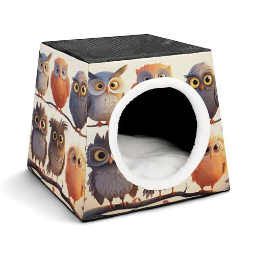 YKUDBN Cozy Capsule Pet Nest for Small Cats and Dogs, Eulen Birds Print Portable Pet Nest Small Pet Nest Capsule Design Pet Nest Small Animal Nest von YKUDBN