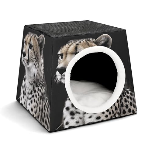 YKUDBN Cozy Capsule Pet Nest for Small Cats and Dogs, Gepard Print Portable Pet Nest Small Pet Nest Capsule Design Pet Nest Small Animal Nest von YKUDBN