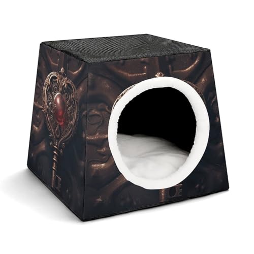 YKUDBN Cozy Capsule Pet Nest for Small Cats and Dogs, Heart Shaped Key Print Portable Pet Nest Small Pet Nest Capsule Design Pet Nest Small Animal Nest von YKUDBN